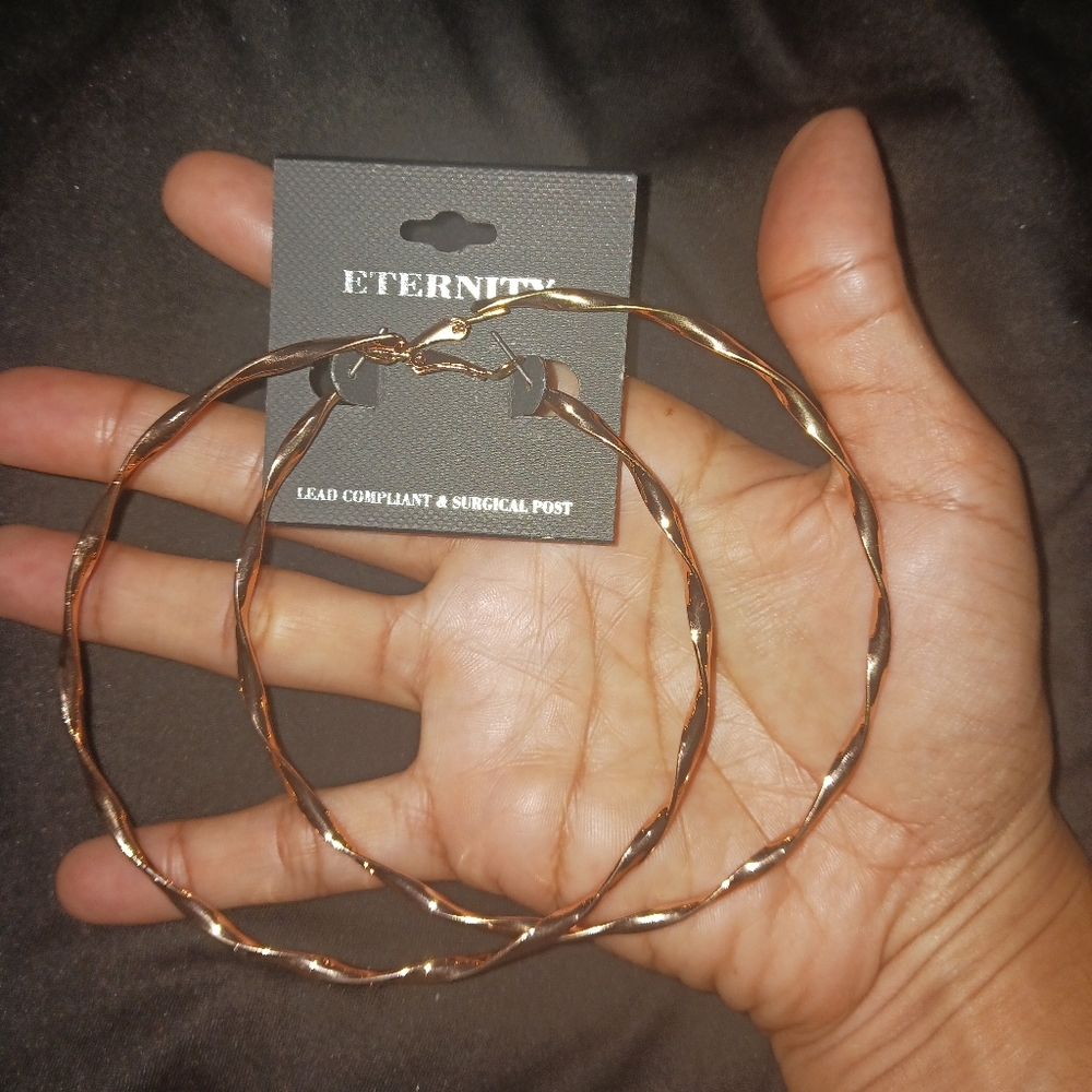 NEW Women Rose gold fashion hoop earrings - Picture 1 of 6